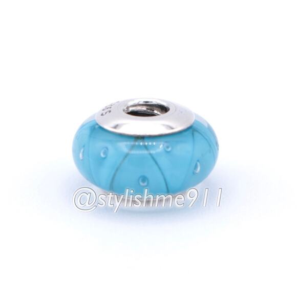 Authentic Pandora "Destin" Turquoise Murano Glass Charm - 790924 - Picture 8 of 11